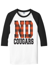 North Daviess Cougars 3/4 Buffalo Plaid Raglan